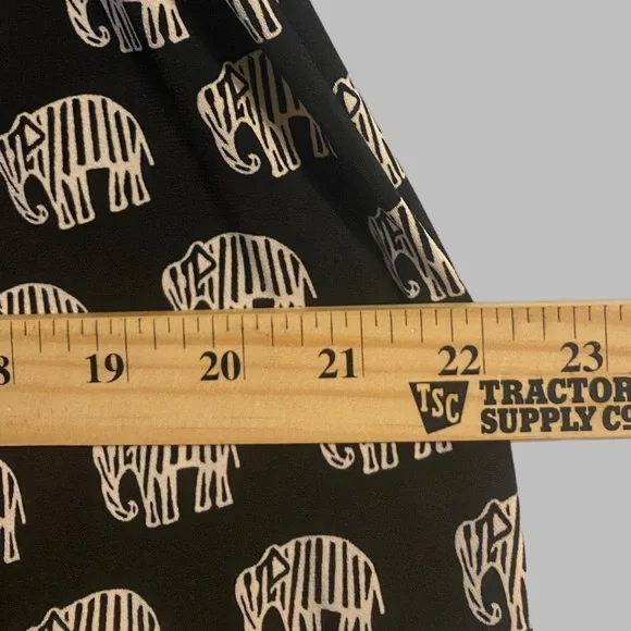 Grace Elements Elephant Print Palazzo Pants Women’s L Black Wide Leg - Picture 7 of 10